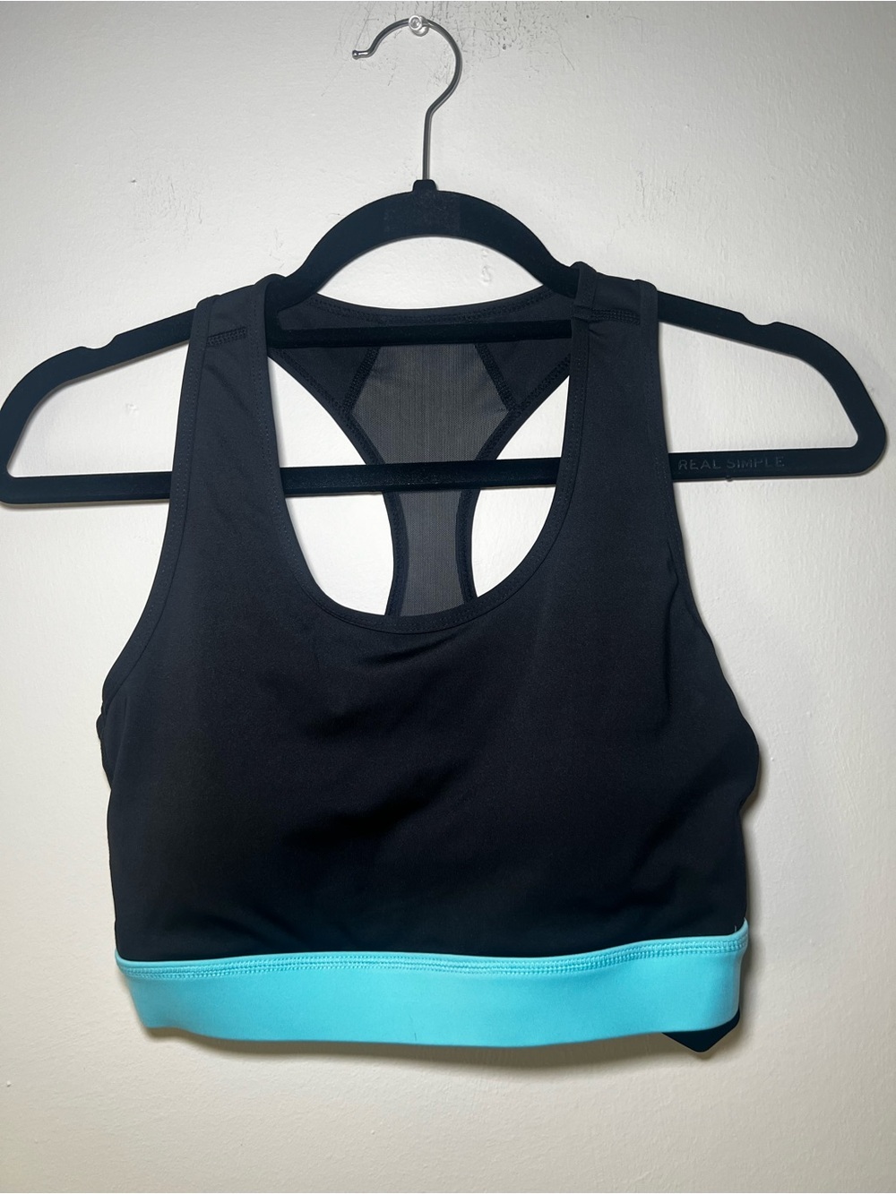 LuLaRoe Black Sports Bra with Aqua Contrast Band